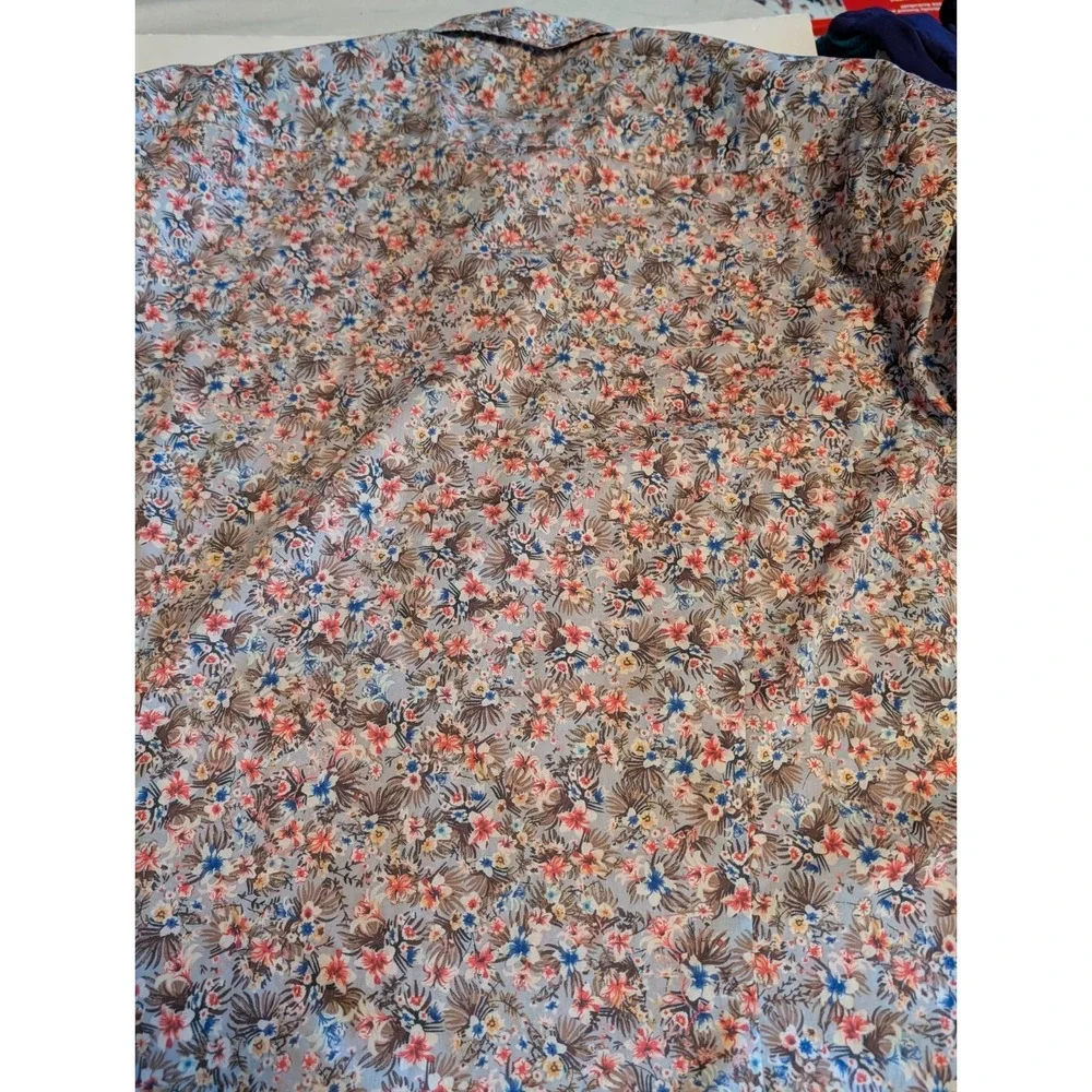 Joseph Abboud Floral Short Sleeve SlimFit Button Down Cotton Men's Shirt Size XL